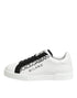 Dolce & Gabbana Black White Leather Portofino Sneaker Shoes